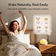 HOUSBAY Sunrise Alarm Clock Radio display dimming in bedroom