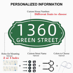 House number sign with street name for outdoor display