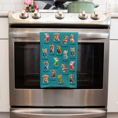 Housewarming decor towel with yorkie pattern