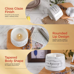 Lavender aroma candle in marble ceramic vessel for new home