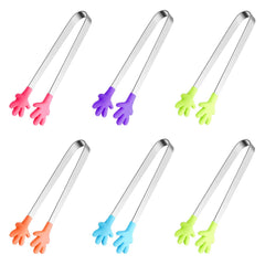 Hovesty 6pcs mini tong set with hand shape silicone heads in assorted colors