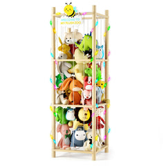 Hsenowi stuffed animal storage zoo organizer in natural pine