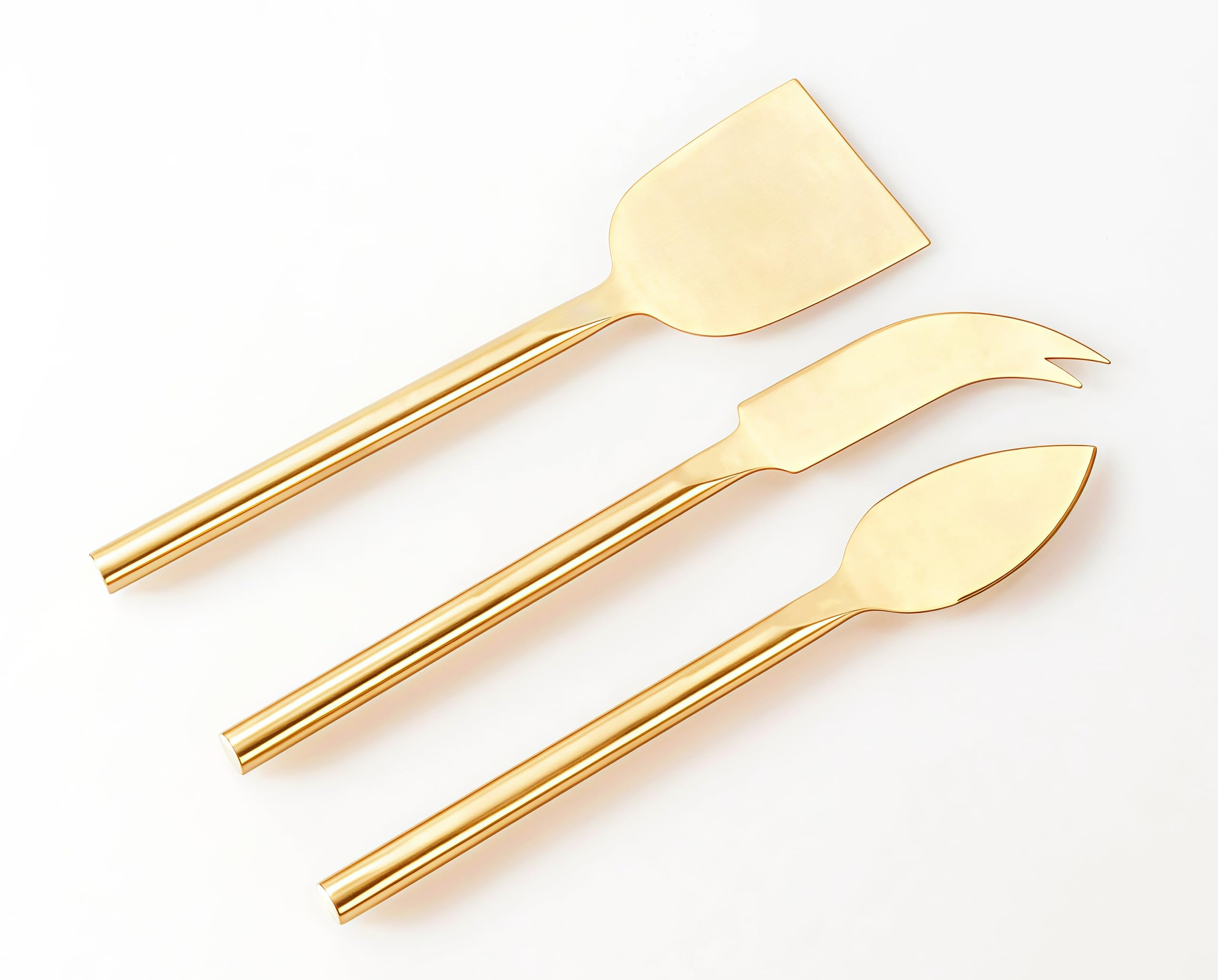 HSHQING long handle gold cheese knife set of 3 for charcuterie