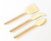 HSHQING long handle gold cheese knife set of 3 for charcuterie