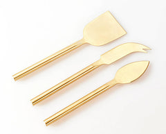 HSHQING long handle gold cheese knife set of 3 for charcuterie