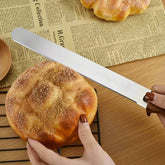 HTBMALL Bread Knife 10 inch stainless steel blade wooden handle