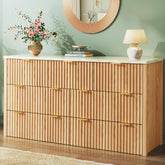HUAHUU Fluted Dresser seven drawers natural oak