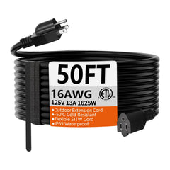 HUANCHAIN 50 ft black outdoor extension cord 16 AWG