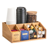 HUCINIUN bamboo coffee station organizer countertop with 5 compartments