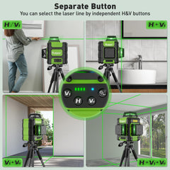 Huepar 3x360 laser level with pulse mode illustration