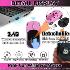 HuGuWdy pink wireless car mouse with 2.4G USB receiver