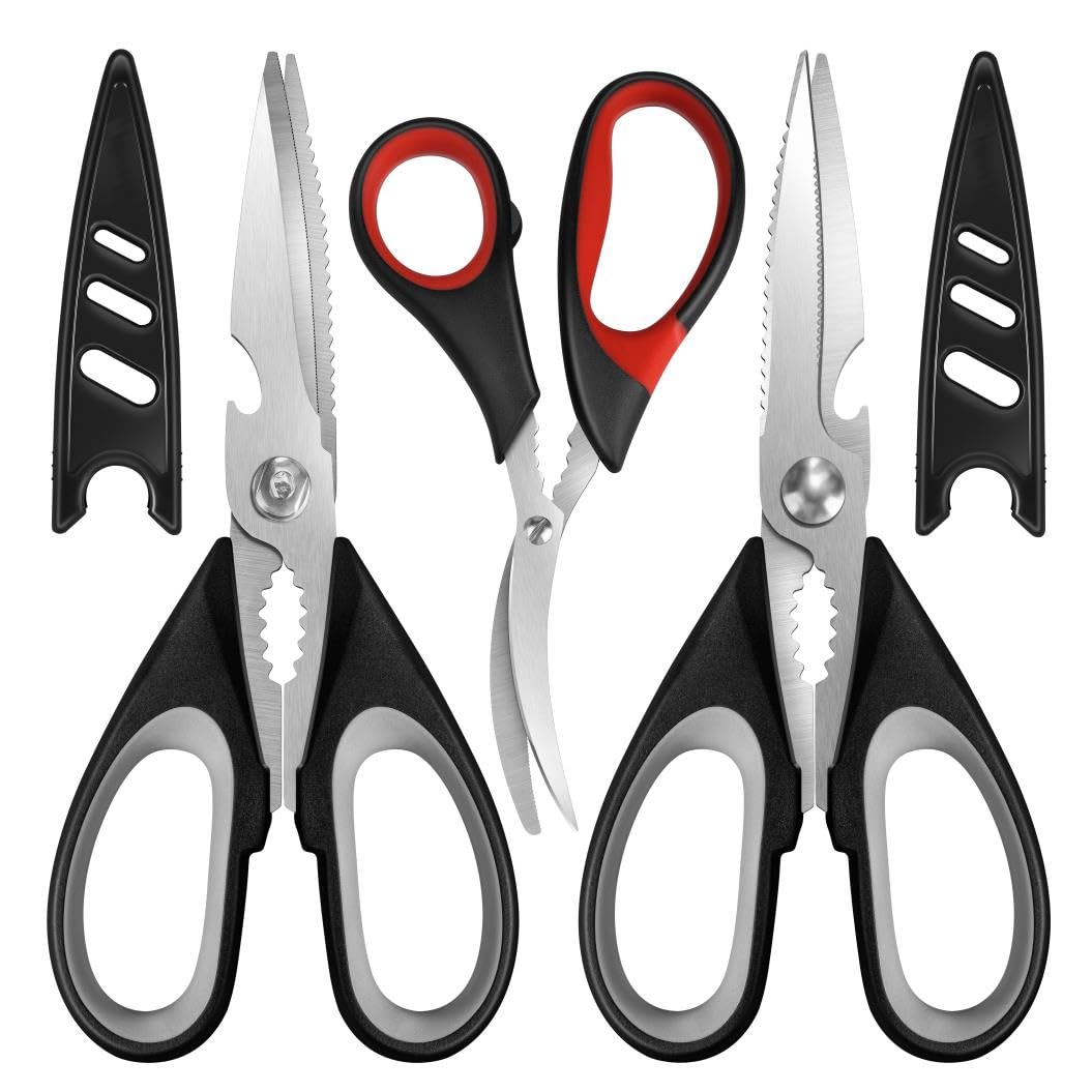 HUINF all purpose kitchen shears with protective sheath close up