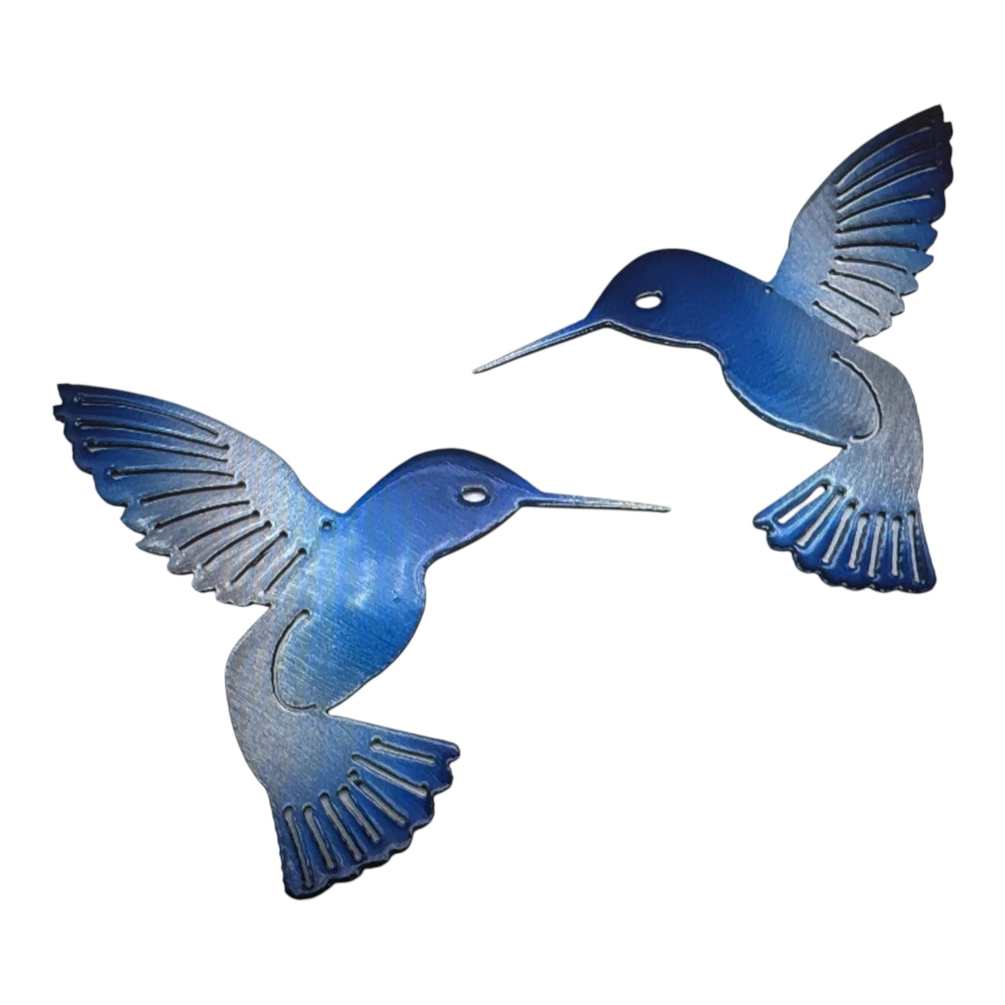 Hummingbird pair lapis blue tinged wall art 6 inch