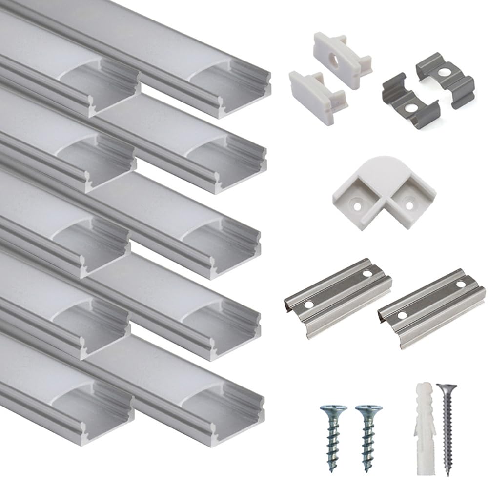 hunhun 10 pack 3-3ft-1m u-shape led channel kit with milky cover