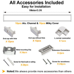 milky pc cover for hunhun u shape led channel system