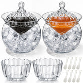 Hushee 2 Set caviar serving set glass chiller dish with 8 shell spoons