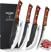 Huusk butcher knife set four-piece blades for meat prep