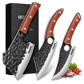 Huusk butcher knife set 3 on kitchen counter