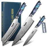 Huusk 3 PCS knife set chef knife with resin handle