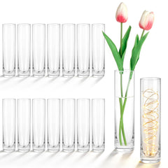 HWASHIN 16 glass cylinder bud vases for centerpieces