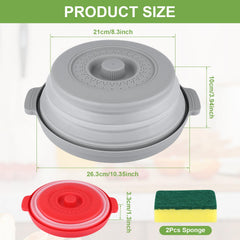 Silicone microwave cover splatter guard with draining tray