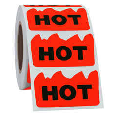 Bright red high visibility hot warning label example