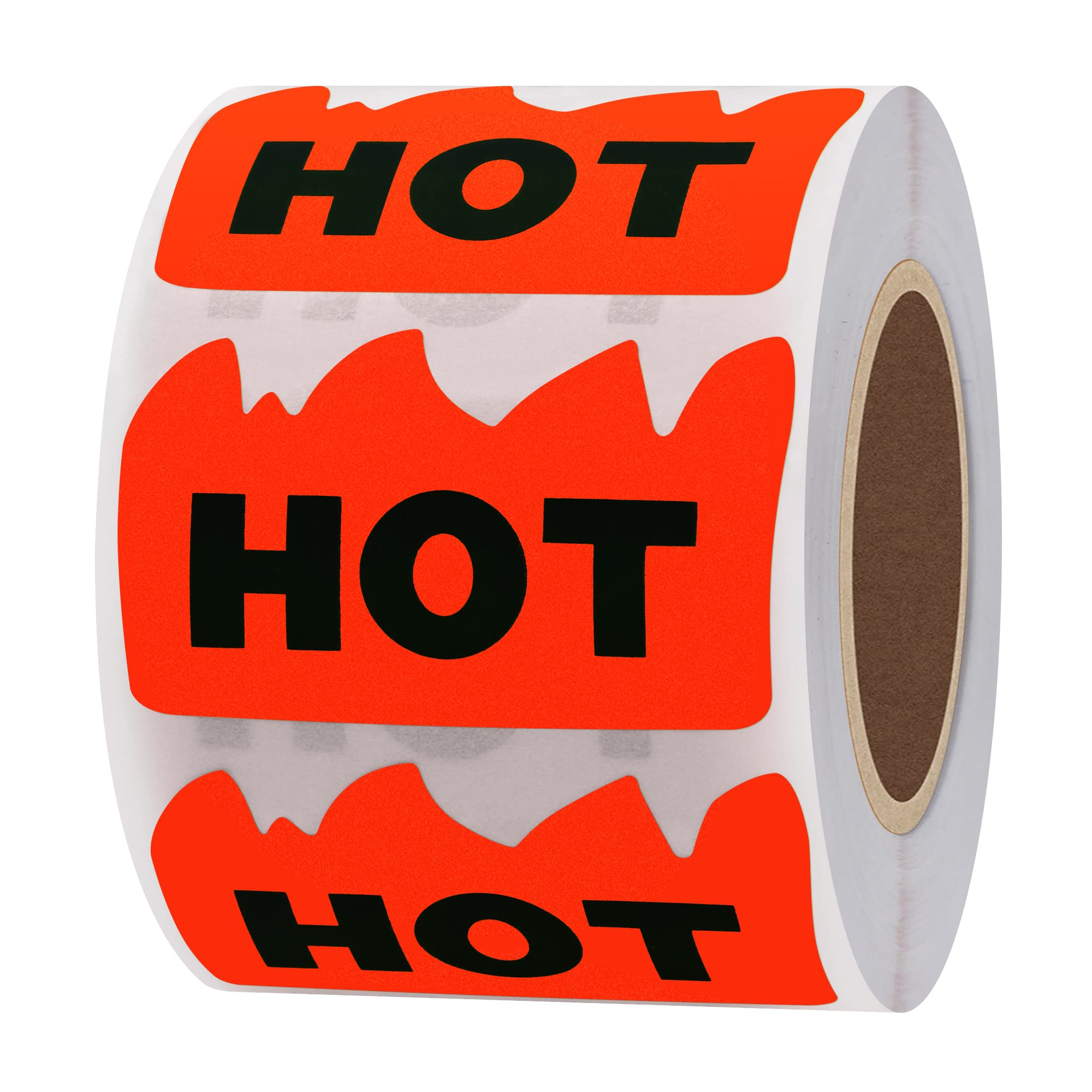 Hybsk Rave Hot Stickers 2x1-1-5in fluorescent red fire shape labels