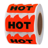 Hybsk Rave Hot Stickers 2x1-1-5in fluorescent red fire shape labels