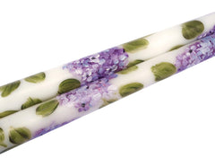 Hydrangea hand-painted taper candle 10in white