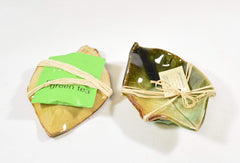 Hydrangea leaf dish real leaves glazed