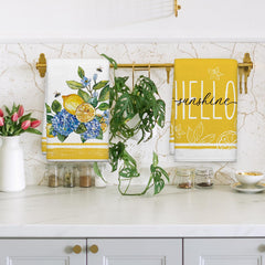 Hydrangeas lemons motif kitchen towels 18x26