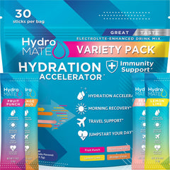 HydroMATE electrolyte powder packaging and branding