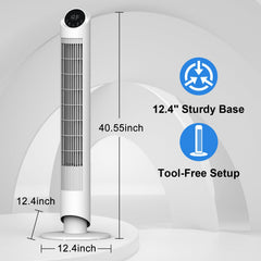 90° oscillating hykolity tower fan in living room