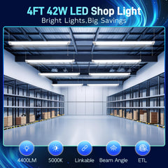 hykolity 4ft led shop light 4400lm 5000k daylight closeup