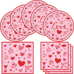 Hzleyw valentines day dinnerware set plates and napkins