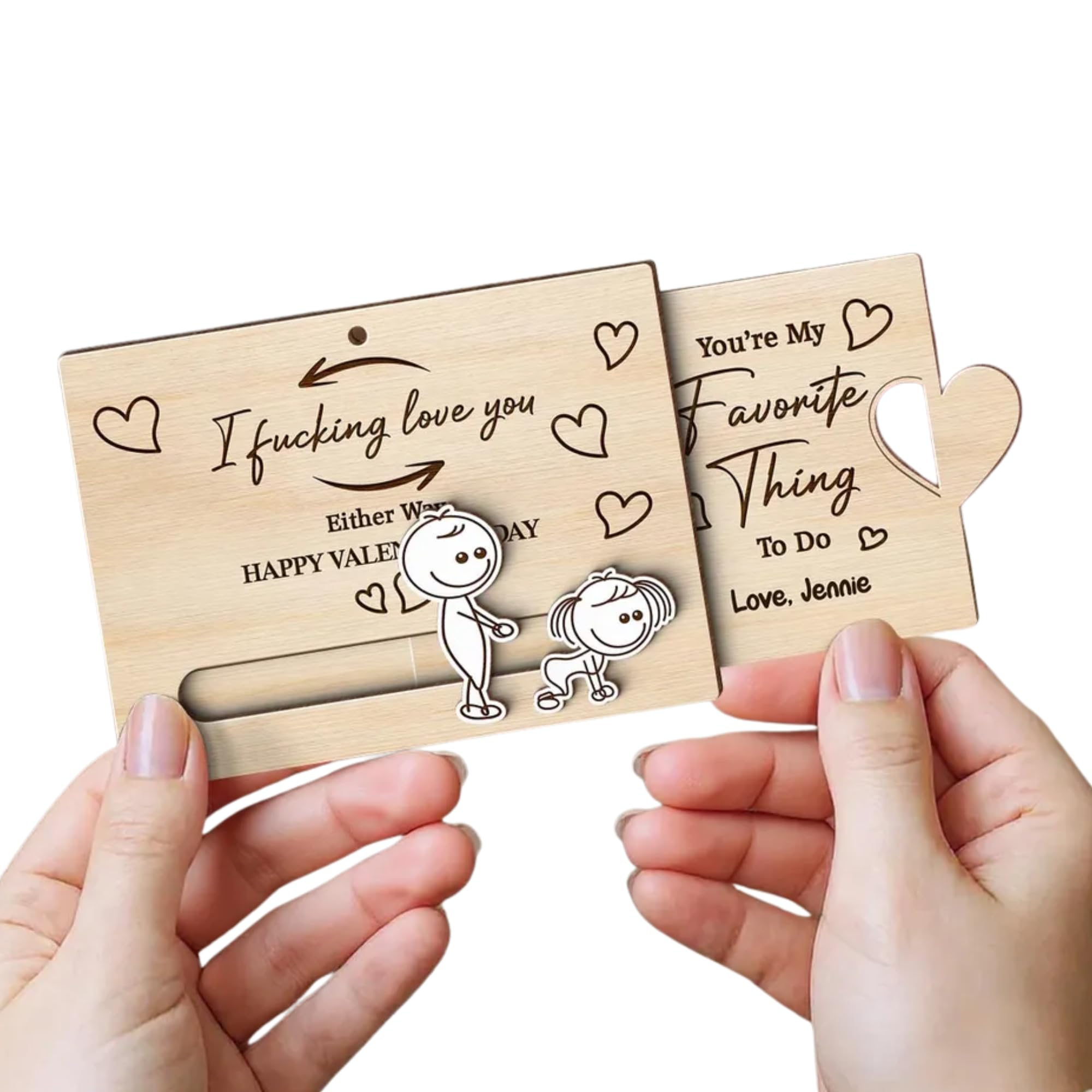 Personalized I Fking Love You wooden slider ornament with names