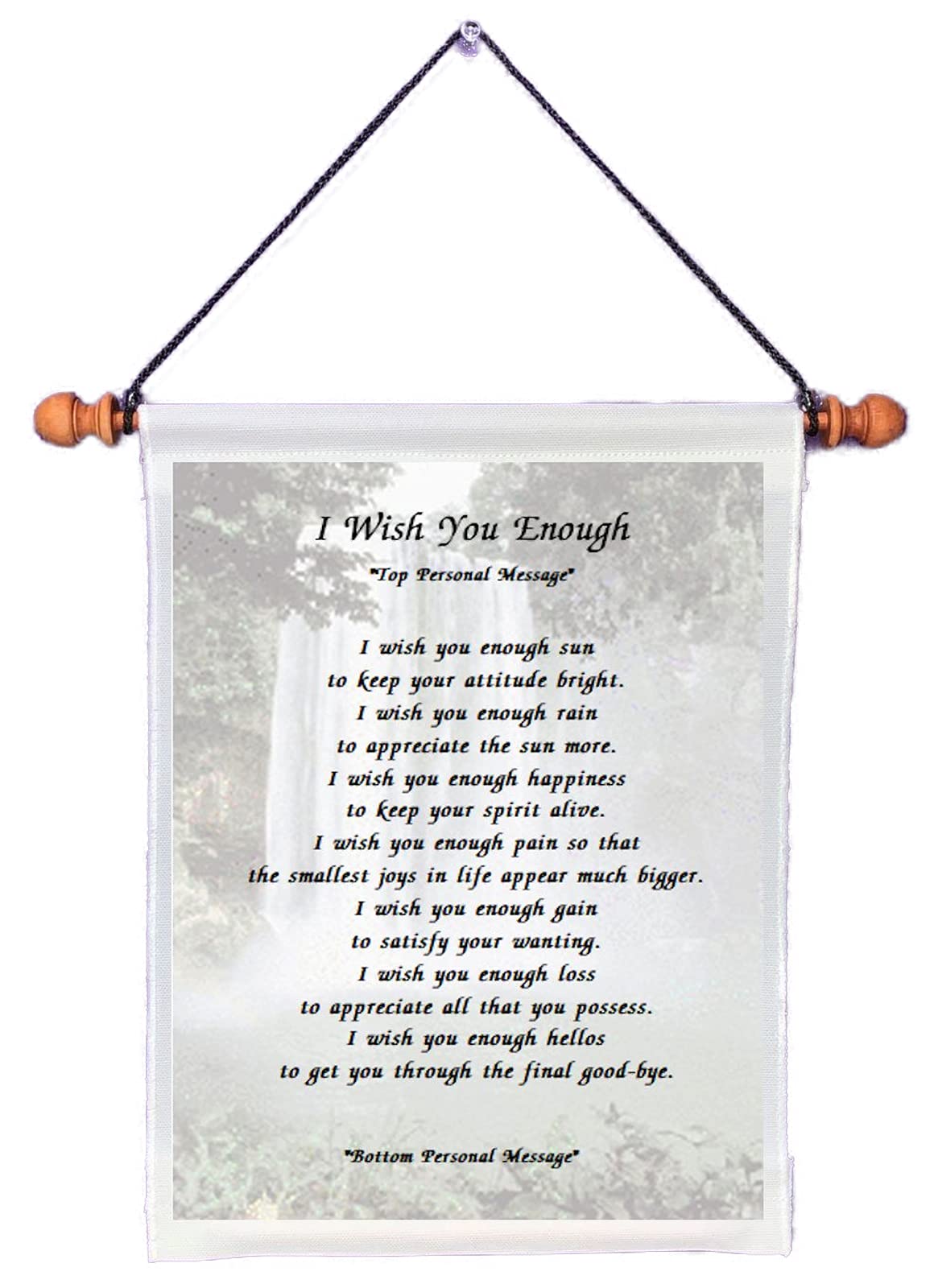 I Wish You Enough personalized wall hanging canvas scroll with hanging rod and cord