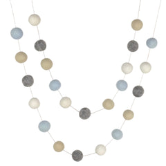 Ice Blue Felt Ball Garland 6 ft string with 24 balls