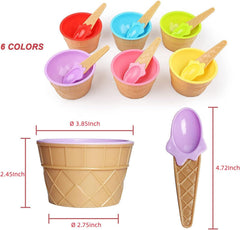 Plastic cartoon ice cream cups with spoons