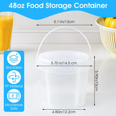 Transparent ice cream bucket with lid 48oz