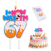 Ice Cream Drip 6 7 Number Birthday Candles with pink blue accents