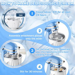 Ice cream maker attachment 2 quarts GVODE for KitchenAid