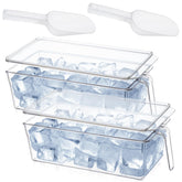 Two transparent ice storage bins with lids for freezer