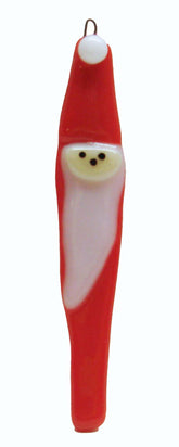 Icicle Skinny Santa Claus ornament handmade fused glass red and white