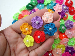 Crochet flower appliques for hats headbands