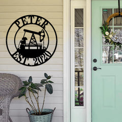 IFHUH oil pump jack metal sign wall art
