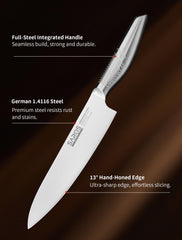 Gyuto chef knife by Ignited Cutlery with anti-slip handle