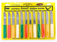 IKM Kutz Fuxwell 12 piece stainless steel knife set with colored handles