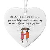 White ceramic heart ornament 3 inches in size