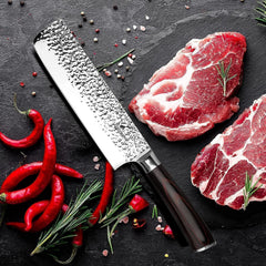 imarku handmade hammered blade nakiri knife